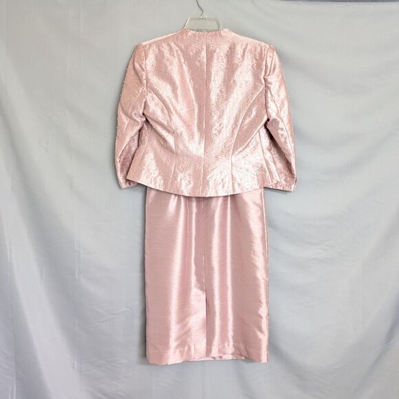Alex Evenings Petite 4P Pink Shimmer Beaded Dress Jacket 2-PC Formal Cocktail - Picture 8 of 16